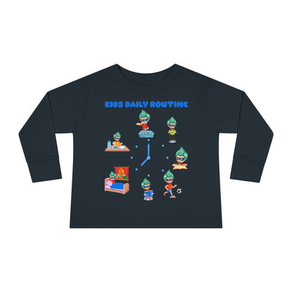 Toddler Long Sleeve Tee - Super kiddo daily routine - [[{"value":"Wonderwear Kid"}]]