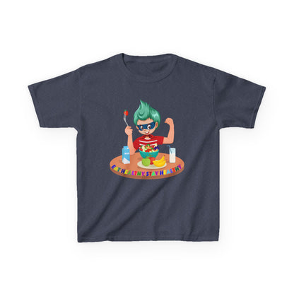 Kids Heavy Cotton™ Tee - super kiddo eating healthy food - [[{"value":"Wonderwear Kid"}]]