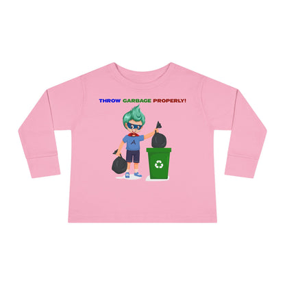 Toddler Long Sleeve Tee - Super kiddo taking trash out - [[{"value":"Wonderwear Kid"}]]