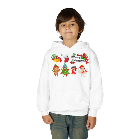 Youth Heavy Blend Hooded Sweatshirt - Merry christmas from super kid