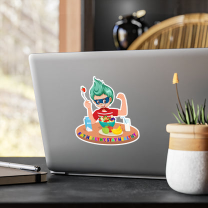 Halloween Kiss-Cut Vinyl Decals – super kiddo eating healthy food - [[{"value":"Wonderwear Kid"}]]