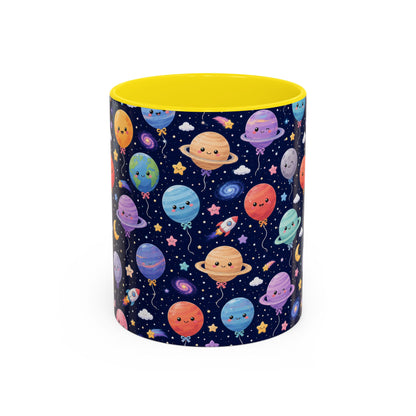 Accent Coffee Mug (11/15 oz) - Kawaii Space Balloon Planet