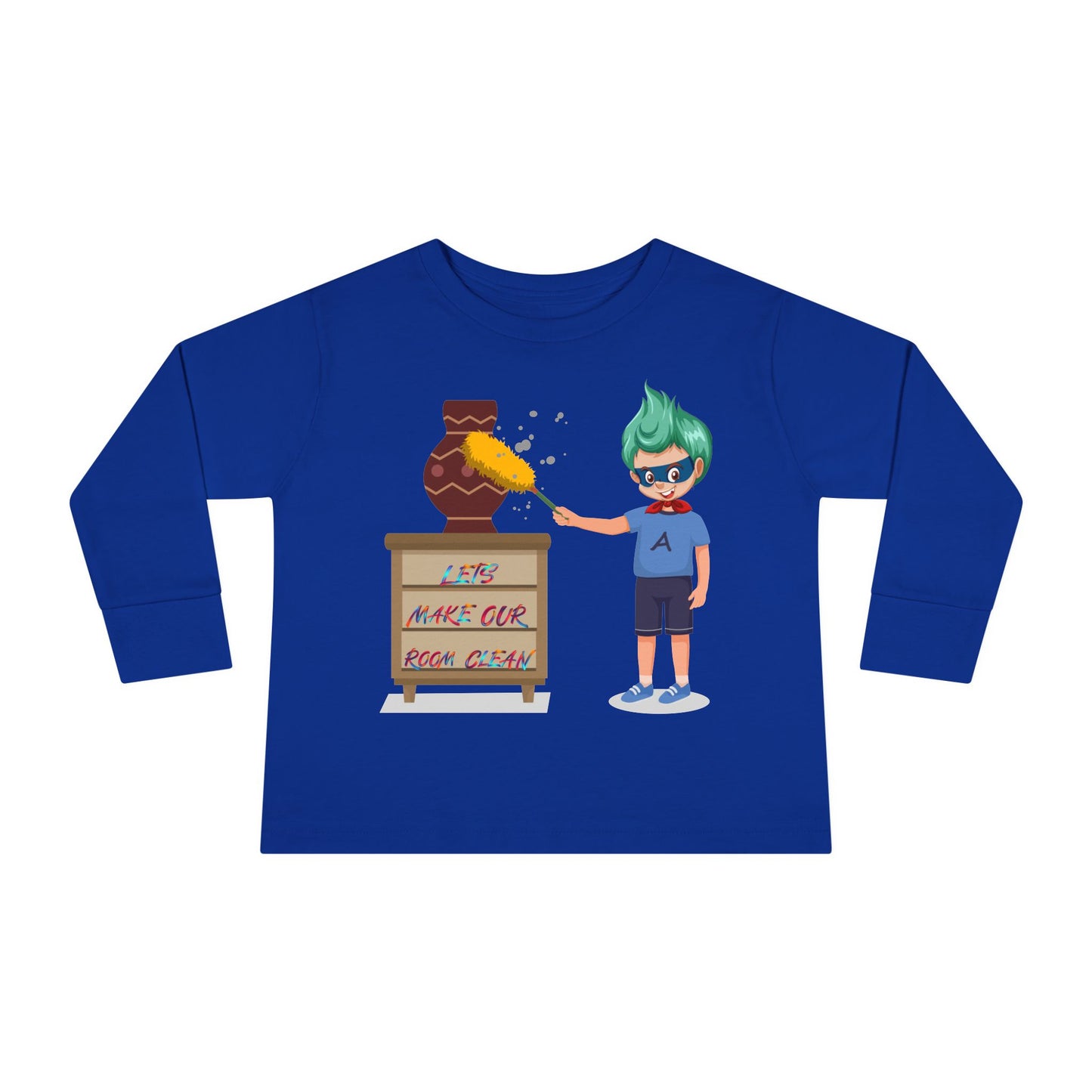 Toddler Long Sleeve Tee - Super kiddo cleaning a vase - [[{"value":"Wonderwear Kid"}]]