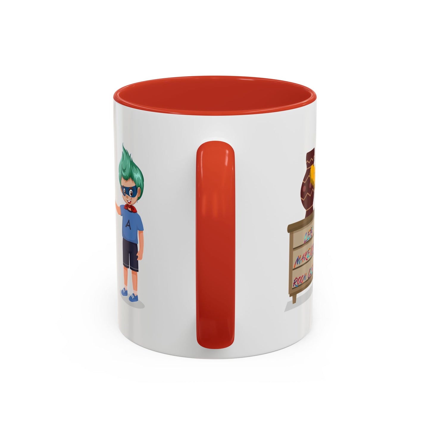 Accent Coffee Mug - Super kiddo cleaning a vase