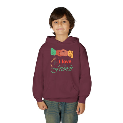 Youth Heavy Blend Hooded Sweatshirt - I love my friends Printify