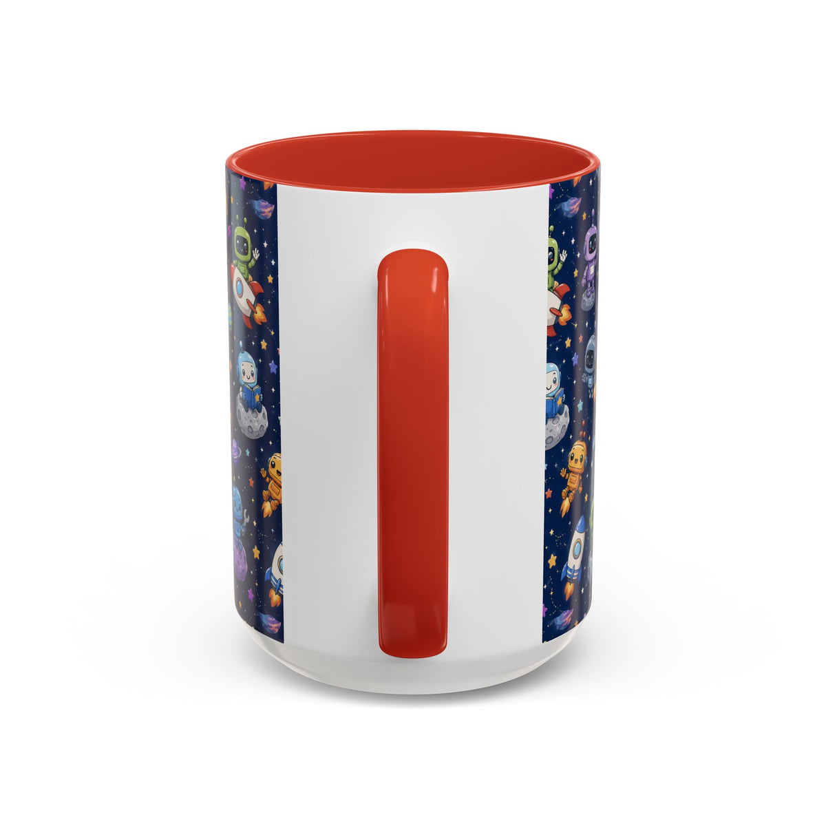 Galactic Robots Accent Coffee Mug — Cute Space Astronaut Pattern (11/15 oz)