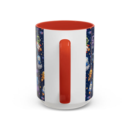 Galactic Robots Accent Coffee Mug — Cute Space Astronaut Pattern (11/15 oz)