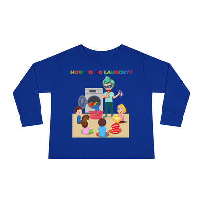 Toddler Long Sleeve Tee - super kiddo teaching laundry - [[{"value":"Wonderwear Kid"}]]