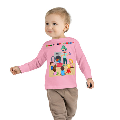 Toddler Long Sleeve Tee - super kiddo teaching laundry - [[{"value":"Wonderwear Kid"}]]