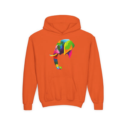 Youth hoodie with adorable elephant design Printify