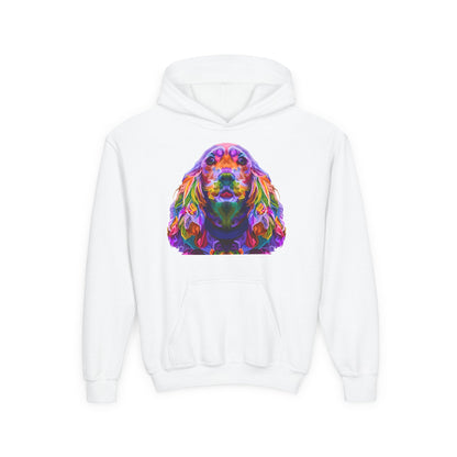 Youth hoodie with adorable golden retriever design Printify