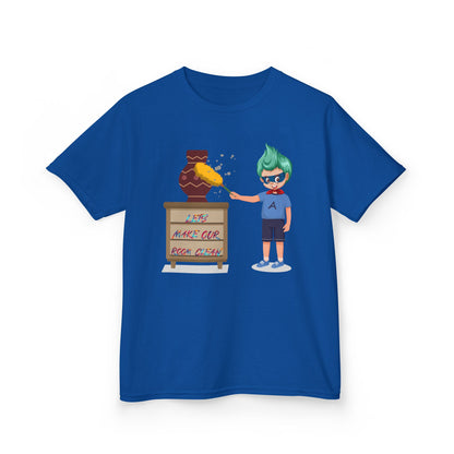 Kids Heavy Cotton™ Tee - Super kiddo cleaning a vase - [[{"value":"Wonderwear Kid"}]]