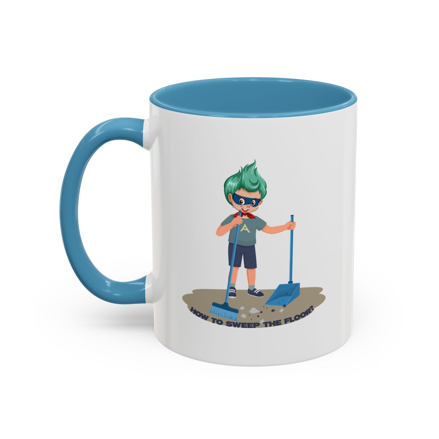 Accent Coffee Mug - Super kiddo sweeping floor