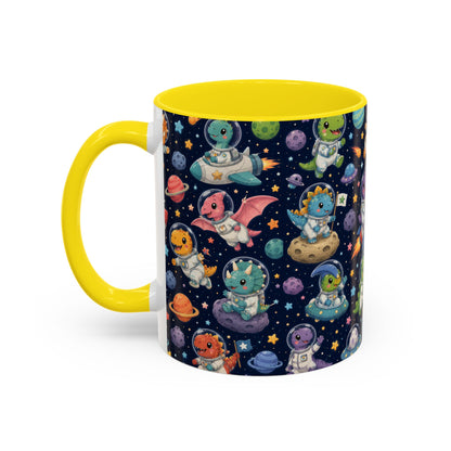 Accent Coffee Mug (11/15 oz) - Cute Dinosaur Astronaut Space