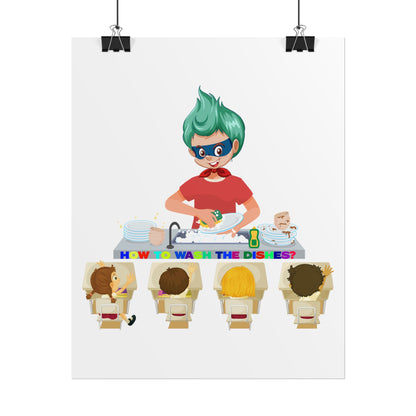 Rolled Posters - Little kiddo teaching to wash dishes - [[{"value":"Wonderwear Kid"}]]