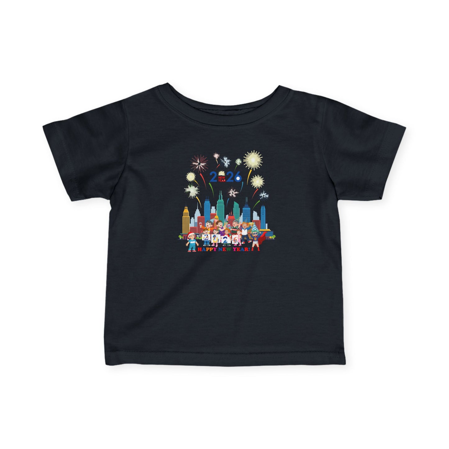 Infant Fine Jersey Tee - Happy new year with fireworks - [[{"value":"Wonderwear Kid"}]]