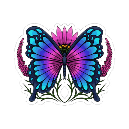 Kiss-Cut Vinyl Decals - Butterfly on the flower Printify