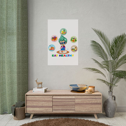 Rolled Posters - Supper kiddo showing healthy food to eat - [[{"value":"Wonderwear Kid"}]]