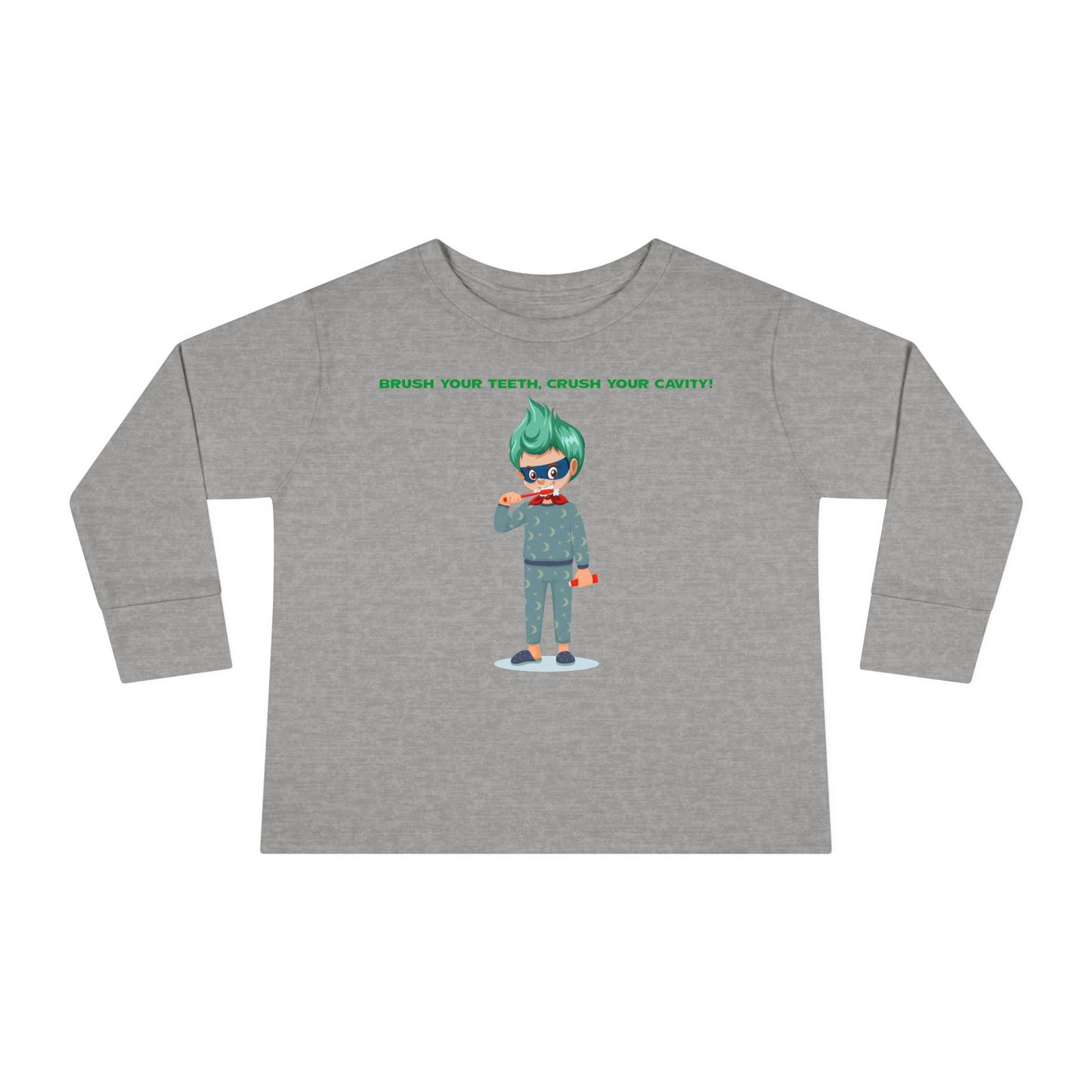 Toddler Long Sleeve Tee - Super kiddo brushing teeth - [[{"value":"Wonderwear Kid"}]]