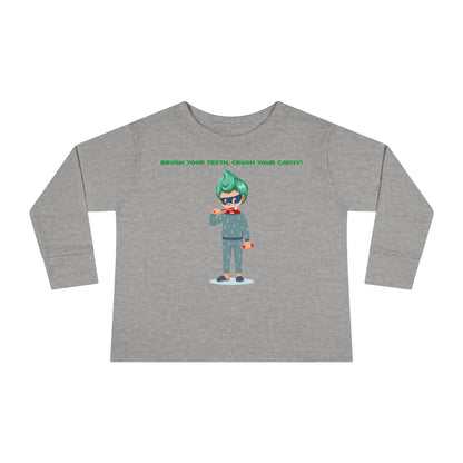 Toddler Long Sleeve Tee - Super kiddo brushing teeth - [[{"value":"Wonderwear Kid"}]]