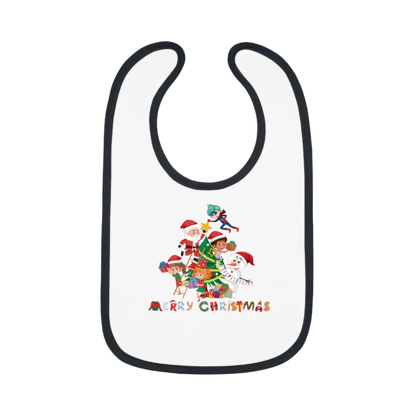 Baby Bib - Super kiddo making christmas tree with text