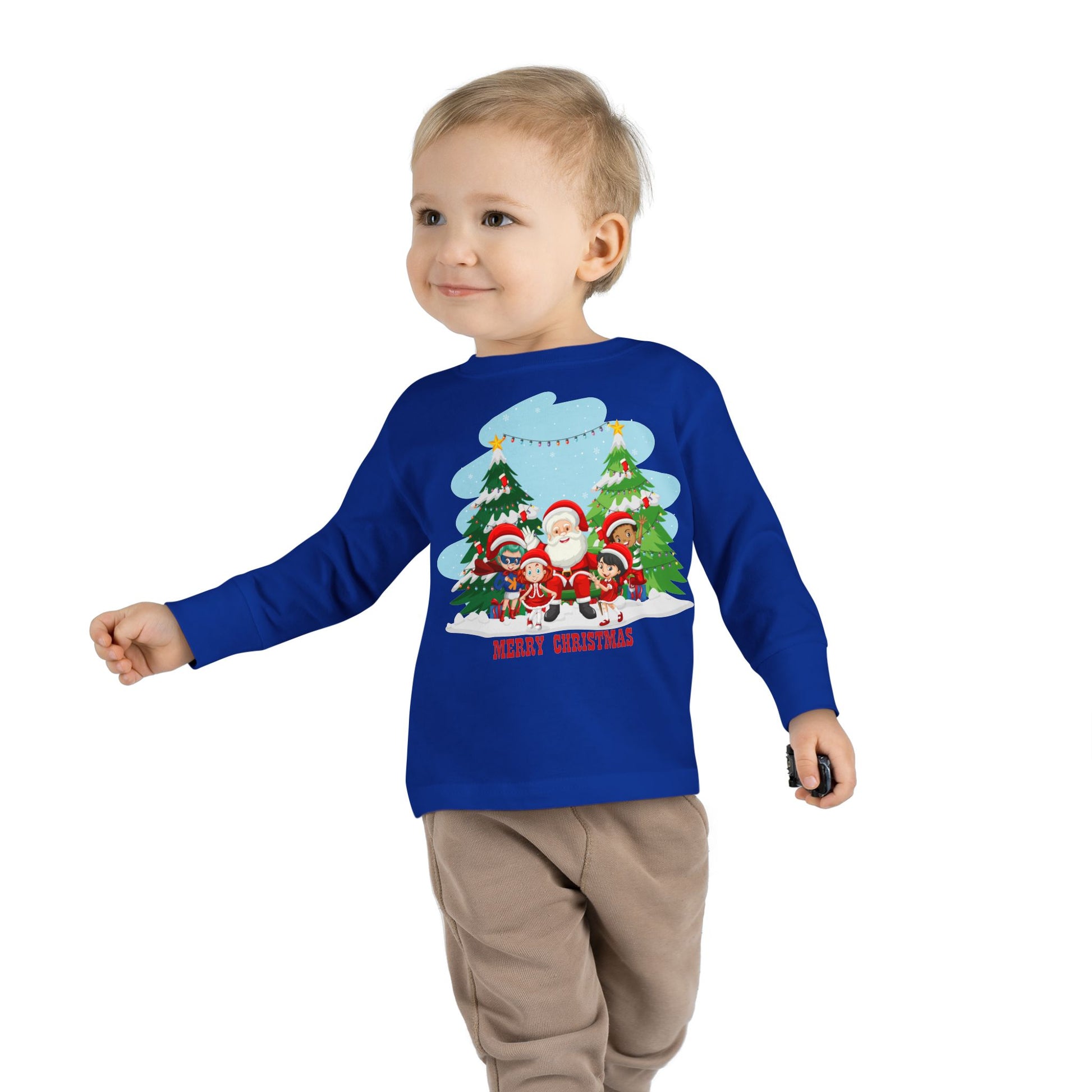 Toddler Long Sleeve Tee - Super kiddo with santa claus Merry christmas - [[{"value":"Wonderwear Kid"}]]