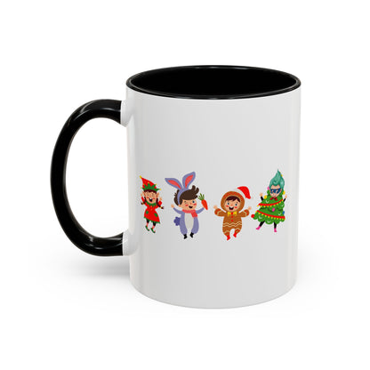 Accent Coffee Mug - Super kiddo in christmas tree attire - [[{"value":"Wonderwear Kid"}]]