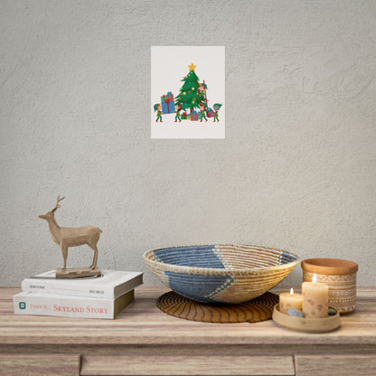 Rolled Posters - Super kiddo putting gifts on christmas tree - [[{"value":"Wonderwear Kid"}]]