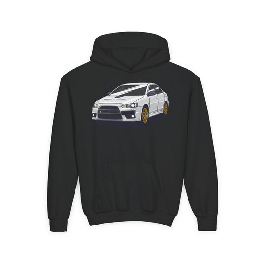 Youth Heavy Blend Hooded Sweatshirt - White car Printify