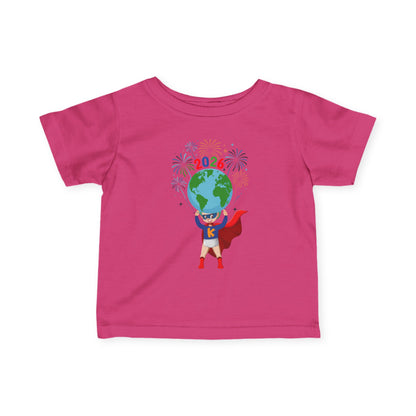 Infant Fine Jersey Tee - Super kiddo holding globe - [[{"value":"Wonderwear Kid"}]]