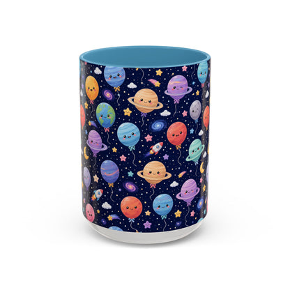 Accent Coffee Mug (11/15 oz) - Kawaii Space Balloon Planet