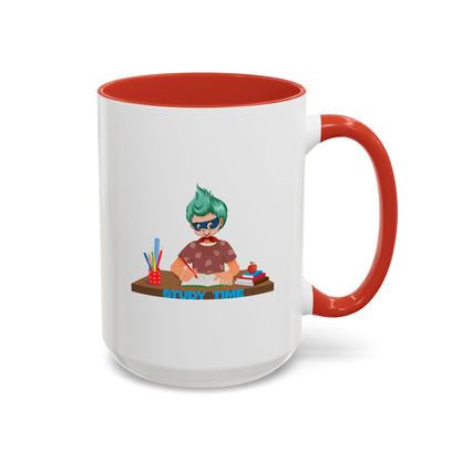 Accent Coffee Mug - Super kiddo studying - [[{"value":"Wonderwear Kid"}]]