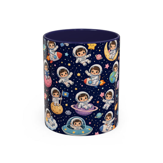 Accent Coffee Mug  (11/15 oz) - Kawaii Astronauts in a Starry Space Adventure