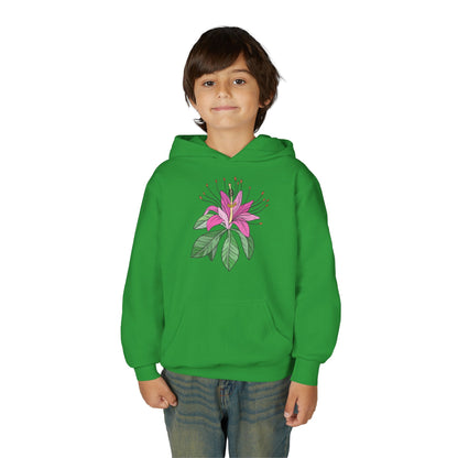 Youth Heavy Blend Hooded Sweatshirt - Purple flower Printify