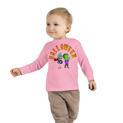 Toddler Long Sleeve Tee - Holloween with super kiddo Printify