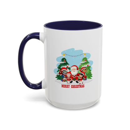 Accent Coffee Mug - Super kiddo with santa claus Merry christmas - [[{"value":"Wonderwear Kid"}]]