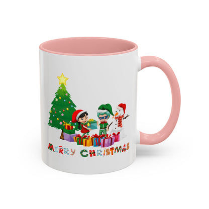 Accent Coffee Mug - Super kiddo preparing gifts - [[{"value":"Wonderwear Kid"}]]