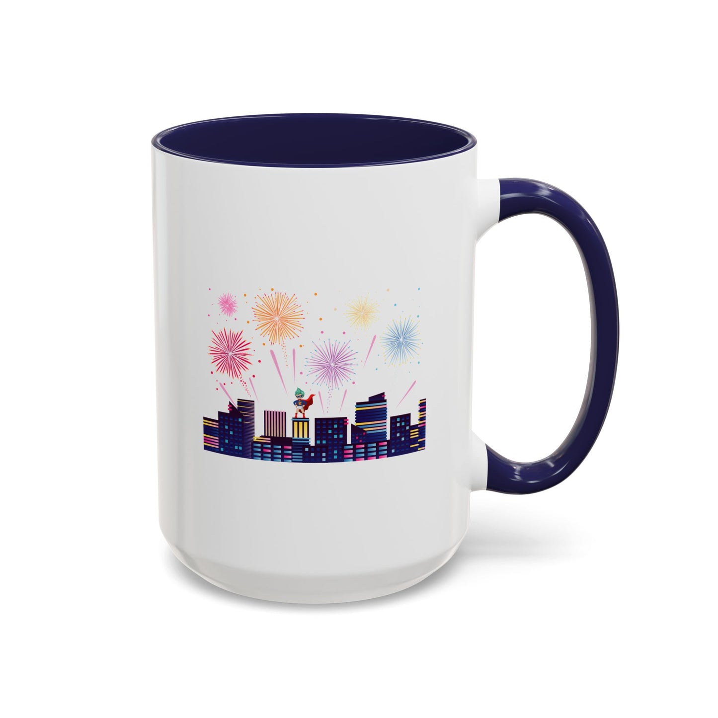 Accent Coffee Mug - Super kiddo with fireworks