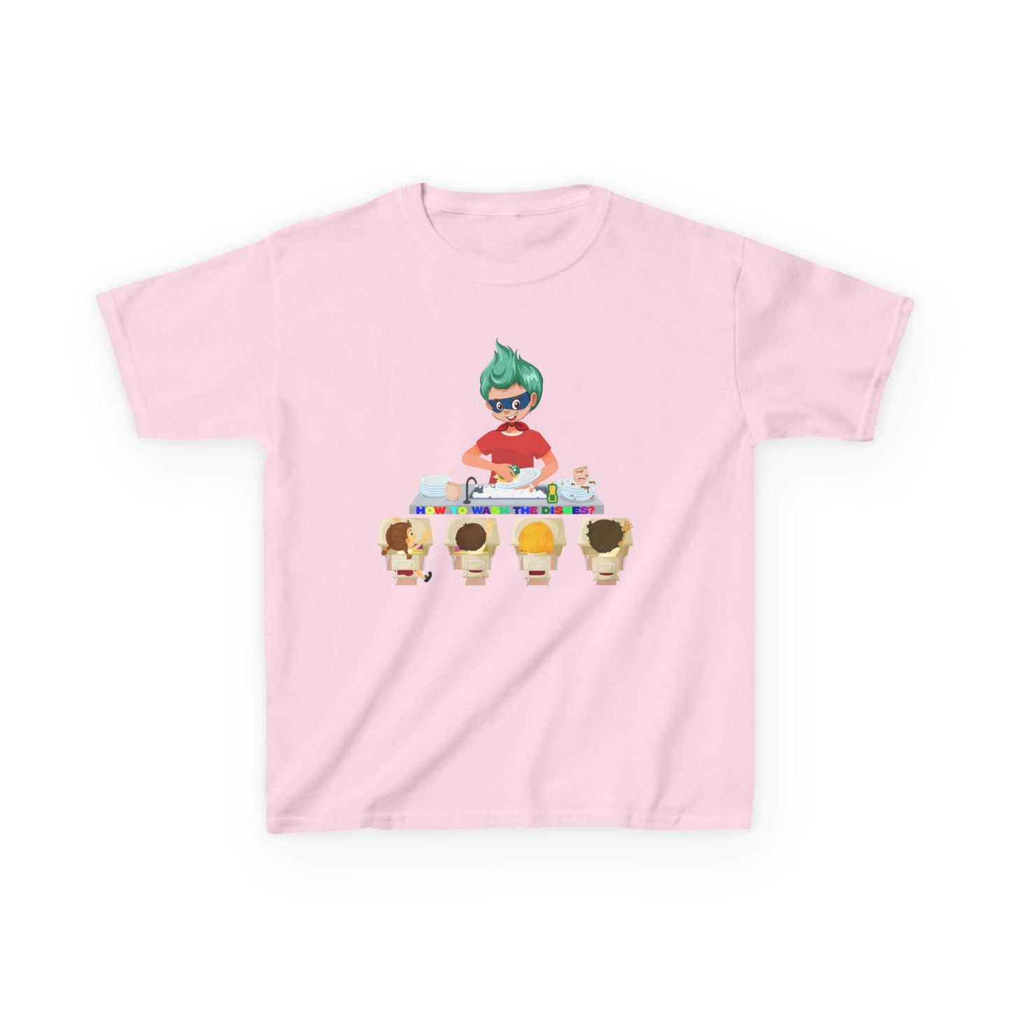 Kids Heavy Cotton™ Tee - Little kiddo teaching to wash dishes - [[{"value":"Wonderwear Kid"}]]