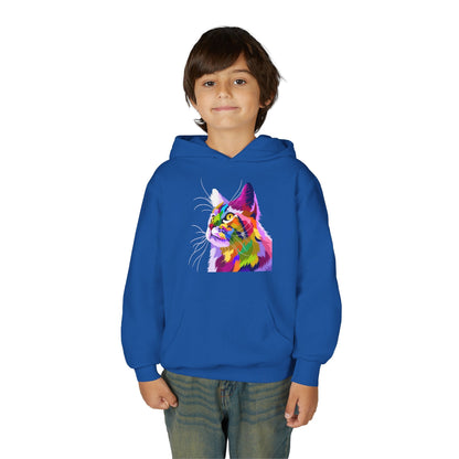Youth hoodie with adorable cat design Printify