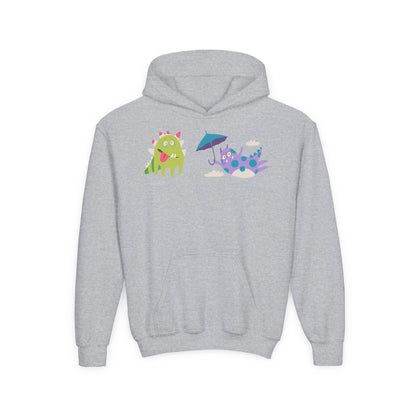 Youth Heavy Blend Hooded Sweatshirt - Monsters playing Printify