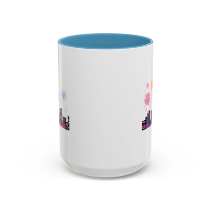 Accent Coffee Mug - Super kiddo with fireworks with text - [[{"value":"Wonderwear Kid"}]]