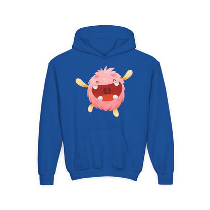 Youth Heavy Blend Hooded Sweatshirt - Baby pink monster Printify