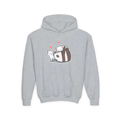 Youth Heavy Blend Hooded Sweatshirt - The Panda and Cat Printify