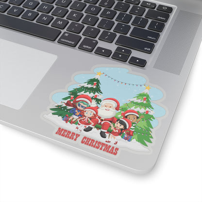 Kiss-Cut Stickers - Super kiddo with santa claus Merry christmas - [[{"value":"Wonderwear Kid"}]]