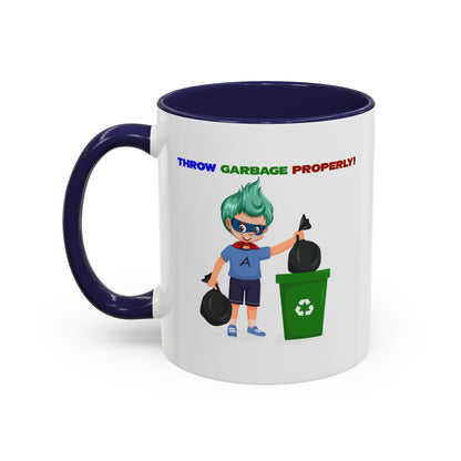Accent Coffee Mug - Super kiddo taking trash out - [[{"value":"Wonderwear Kid"}]]