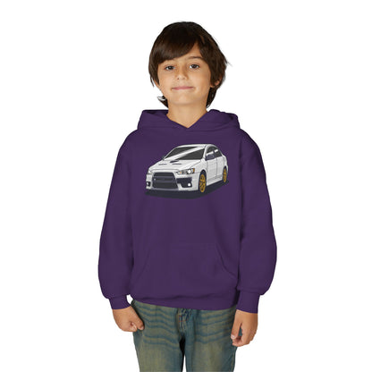 Youth Heavy Blend Hooded Sweatshirt - White car Printify