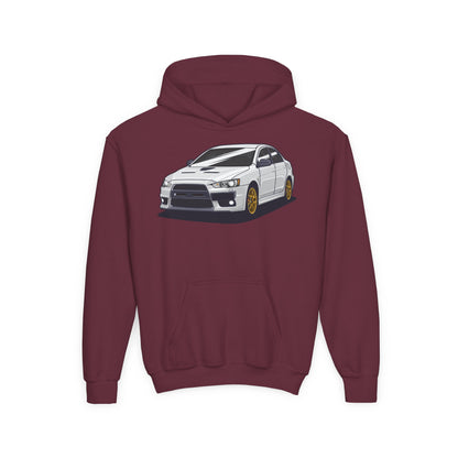 Youth Heavy Blend Hooded Sweatshirt - White car Printify