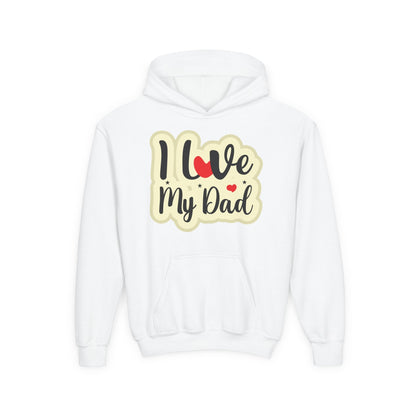 Youth Heavy Blend Hooded Sweatshirt - i love my dad Printify