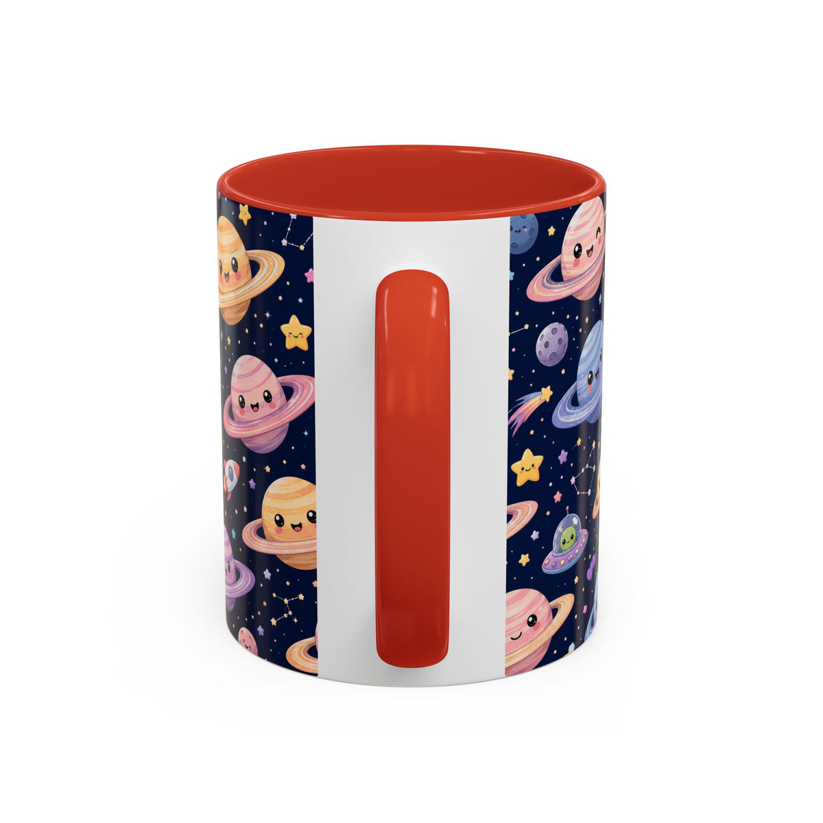 Accent Coffee Mug  (11/15 oz) - Kawaii Saturns in a Starry Space